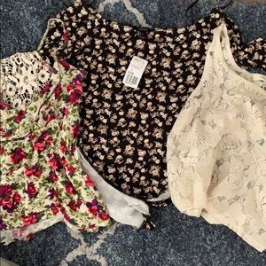 Lace top, flower top, and floral body suit bundle